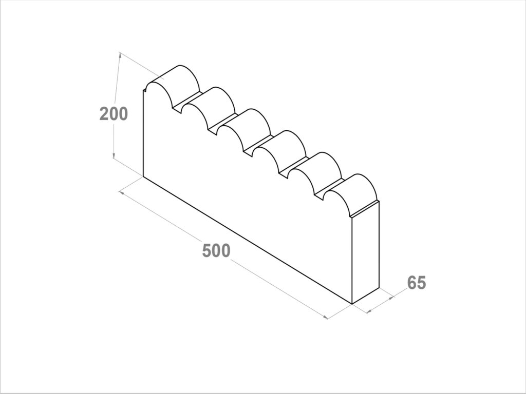 11037 Bordillo parterre 6 ondas 50x20x6
