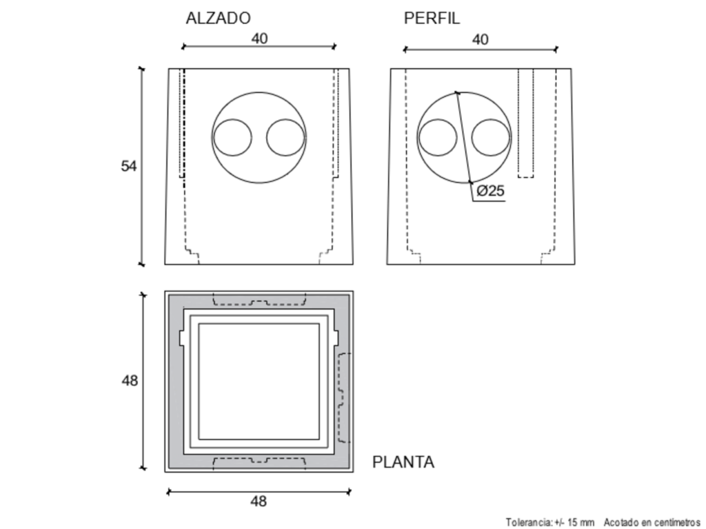 30001 Arqueta de 40(Sin fondo) 40x40x54 cm