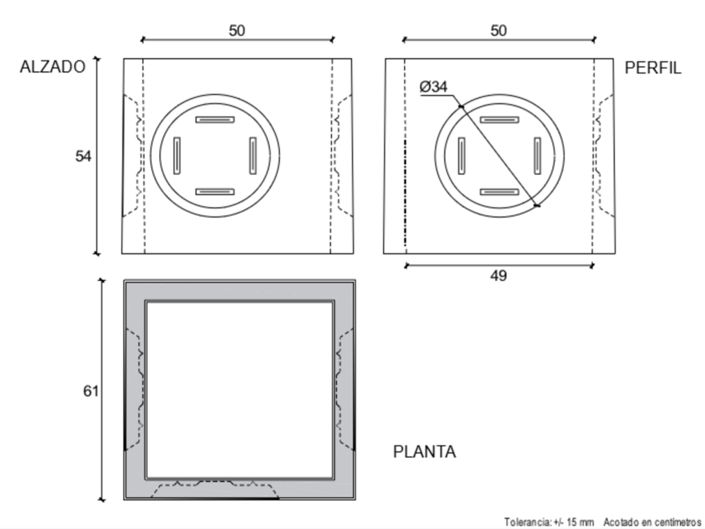 30003 Arqueta de 50(Sin fondo) 50x50x54 cm