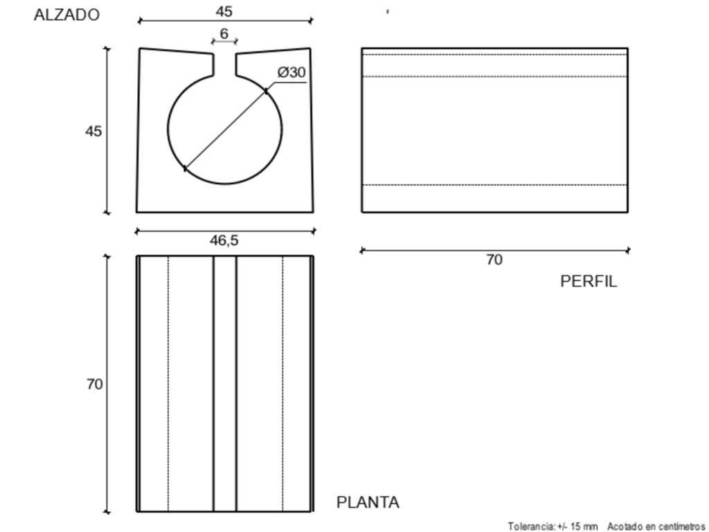 30042 Caz 45x45x70 Diámetro 30