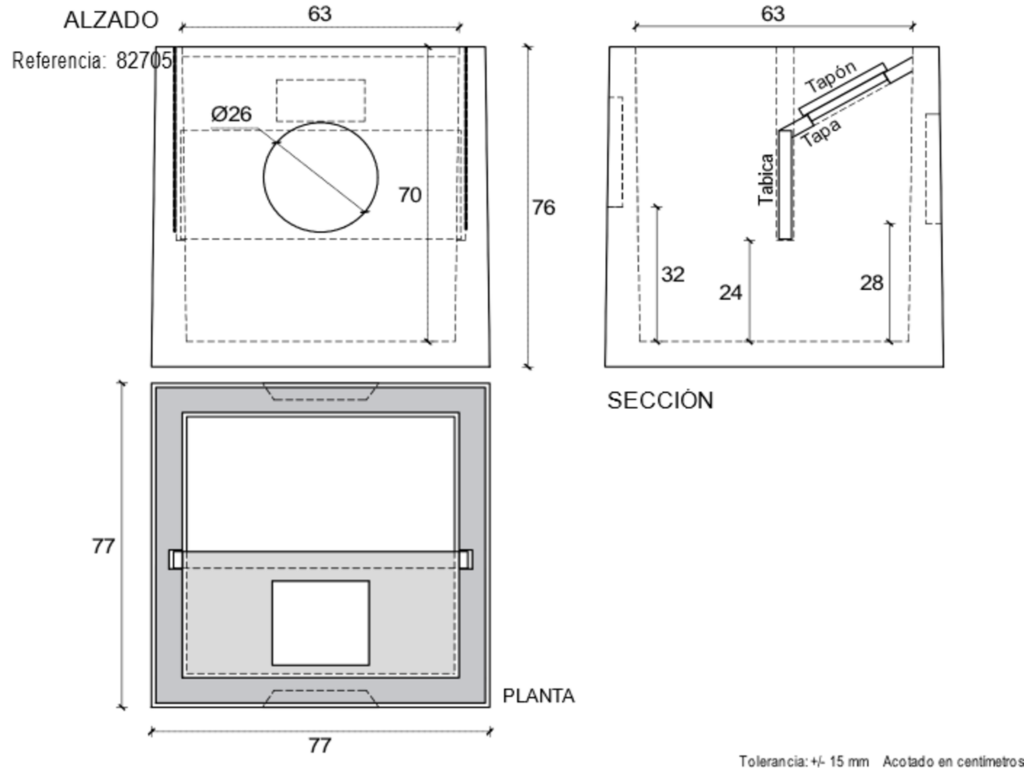 82705 Arqueta 60 con fondo SIFONICA 63x63x70 cm